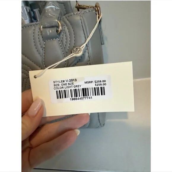 Valentino Orlandi Gray Quilted Satchel with Logo Strap - Picture 7 of 9